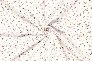 Jersey mit kleinen Blumen, Millefleurs, Oekotex, wollweiß, rosa, flieder, 0,5 m
